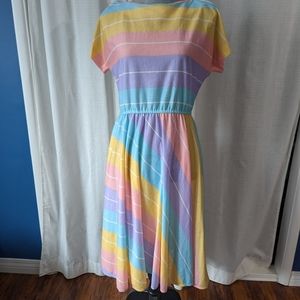 vintage pastel rainbow striped dress